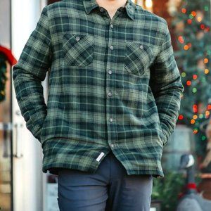 Weatherproof Vintage Green Sherpa Lined Shirt Jacket (Medium)